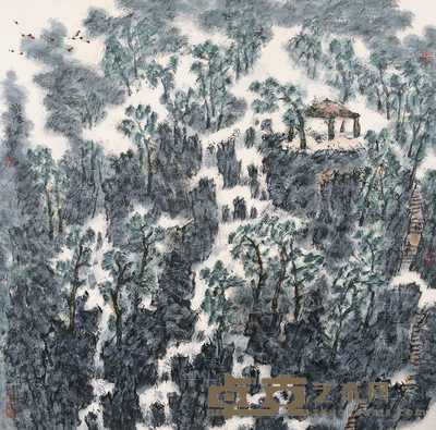 陈向迅 辛巳（2001年）作 观瀑图 镜心 67×67cm